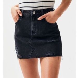 PacSun Black Distressed Denim Mini Jean Skirt 27